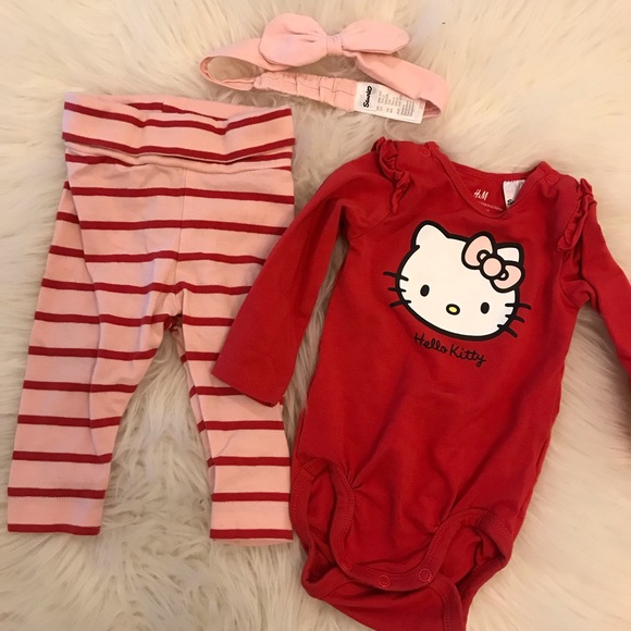 H&M Other - H&M 3-Piece Jersey Hello Kitty Set 2-4 MOS